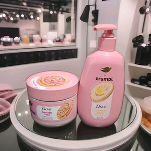 Dove x Crumbl Lemon Glaze Hand Wash 12oz + Confetti Cake Body Scrub 15oz Pack
